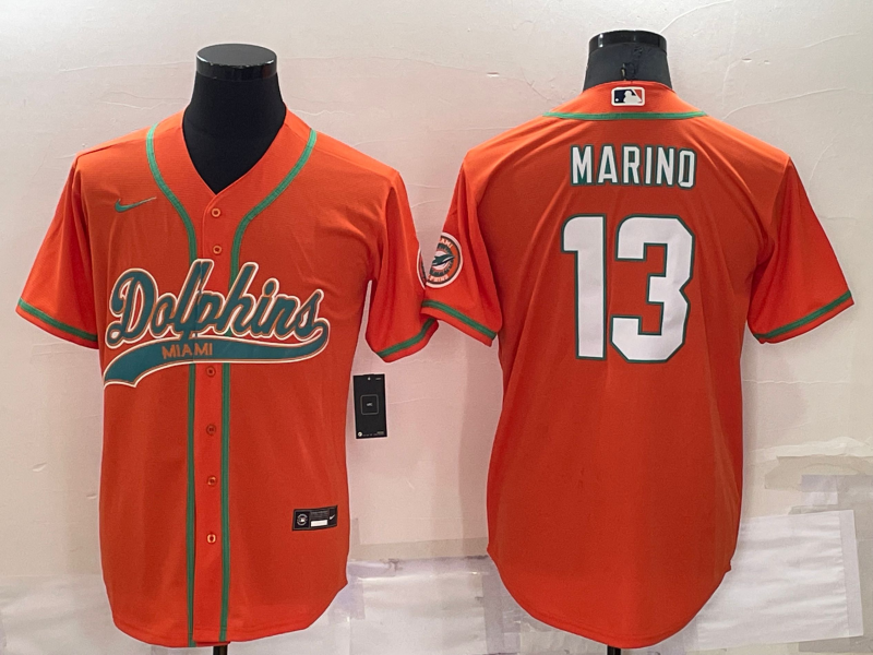 Men's Miami Dolphins Dan Marino #13 Orange Jersey Joint Edition